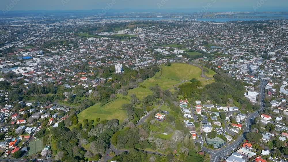Aerial: mt eden volcano and residential, Auckland, New Zealand Aerial: mt eden volcano and residential, Auckland, New Zealand