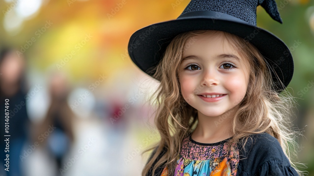 portrait of girl in witch costume for Halloween portrait of girl in witch costume for Halloween