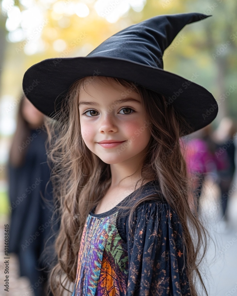 Cutie little smiling girl in witch's hat Cutie little smiling girl in witch's hat