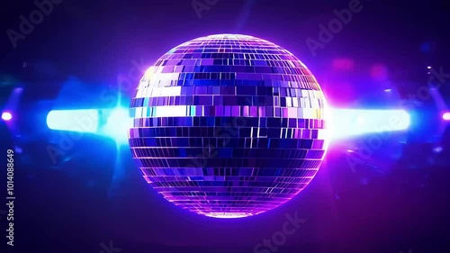 animation features disco ball spinning gracefully while emitting colorful flares capturing vibrant atmosphere ofdisco retro vibes highquality 3D disco discoclub loop seamless sphere flare floor photo