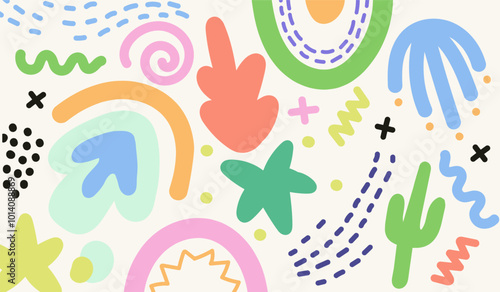 Colorful cute doodle pattern background vector design