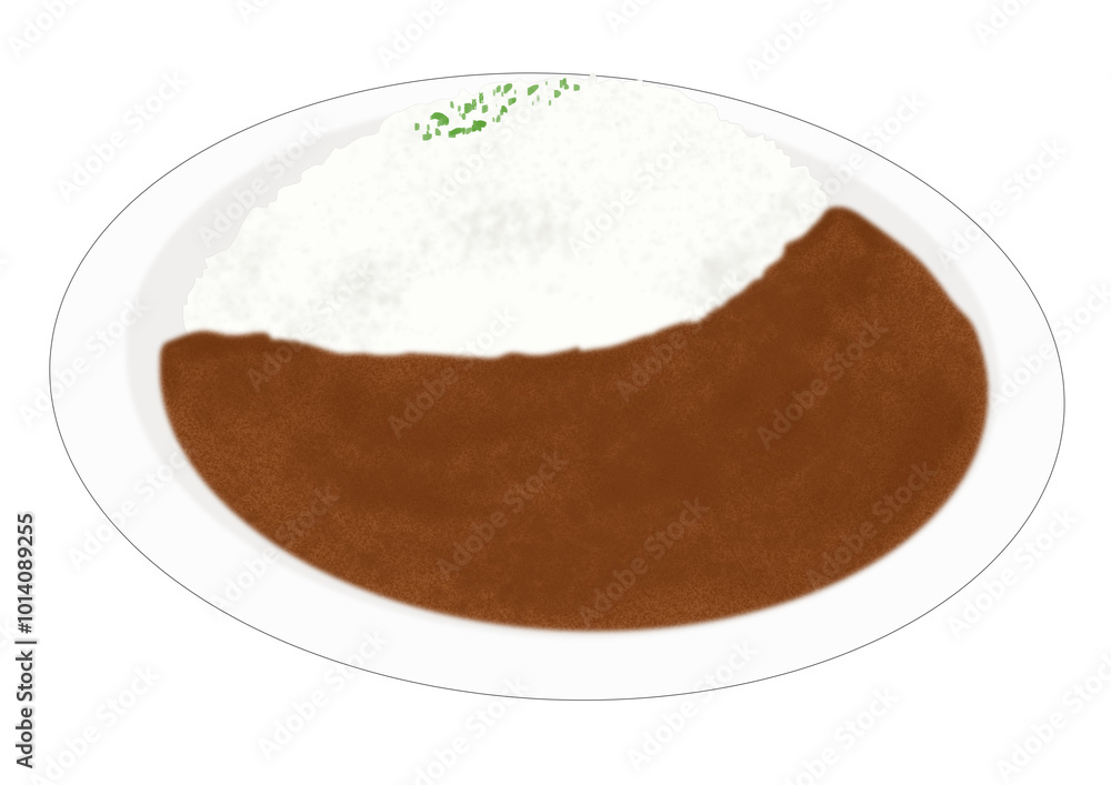 皿に盛りつけられたカレーライス 皿に盛りつけられたカレーライス