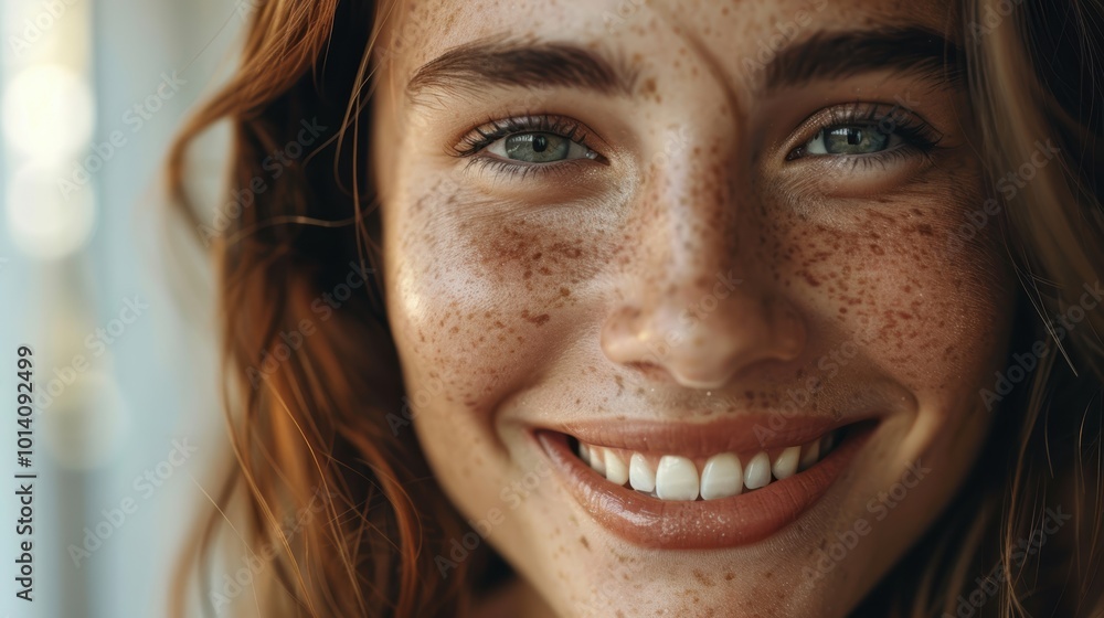Young woman enjoying skincare and natural beauty in a serene studio, radiating happiness with glowing skin and self-care Young woman enjoying skincare and natural beauty in a serene studio, radiating happiness with glowing skin and self-care