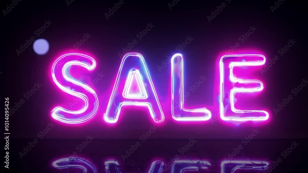Colorful neon sale sign illuminates a dark background showcasing a special promotion Colorful neon sale sign illuminates a dark background showcasing a special promotion