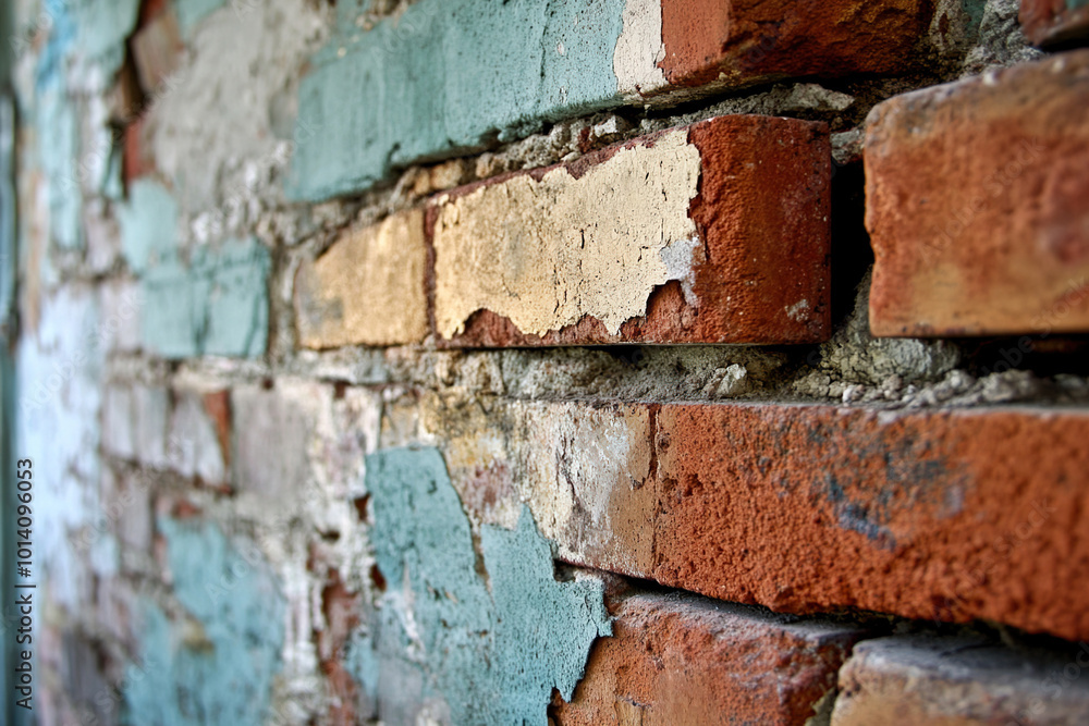 Texture of a brick wall. In maroon, yellow and blue shades Texture of a brick wall. In maroon, yellow and blue shades
