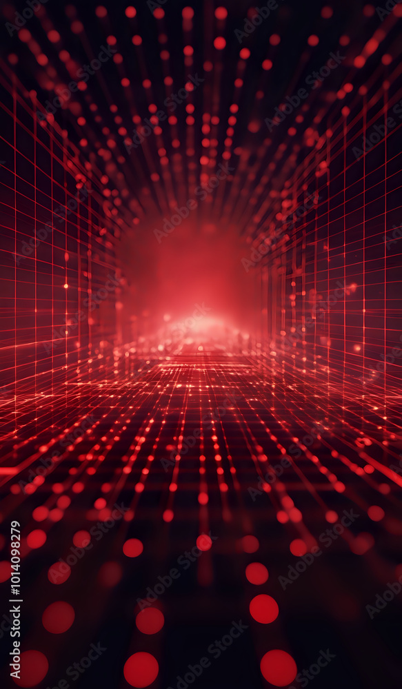 Fototapeta premium Red digital networking, internet, cyber and business background