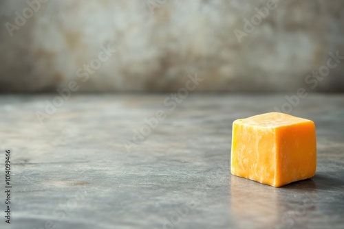 Yellow cheese cube on dark counter