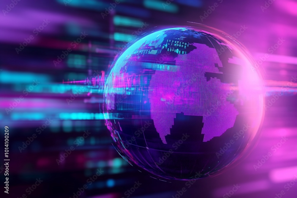 A digital globe with vibrant colors, representing technology and connectivity. A digital globe with vibrant colors, representing technology and connectivity.