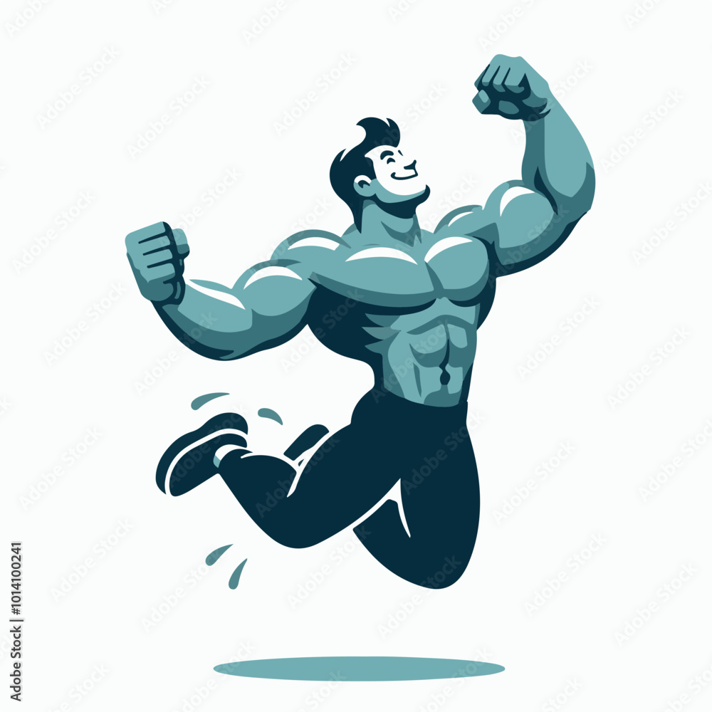 Obraz premium Strong man raising his arms