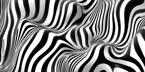 Black and white stripes forming an abstract wavy pattern