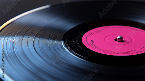 Shiny vinyl record is spinning and playing music