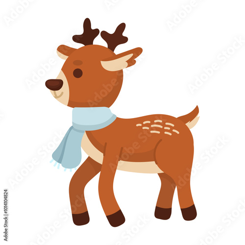 Christmas or winter deer illustration in scarf.