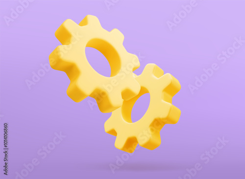 3d Realistic Gear icon vector illustration