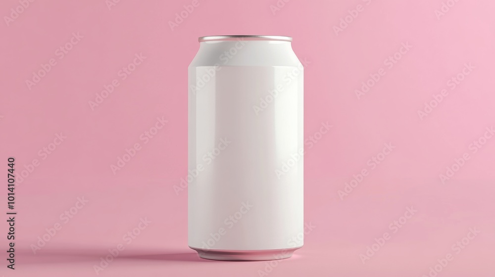White blank soda can mockup in solid color background White blank soda can mockup in solid color background