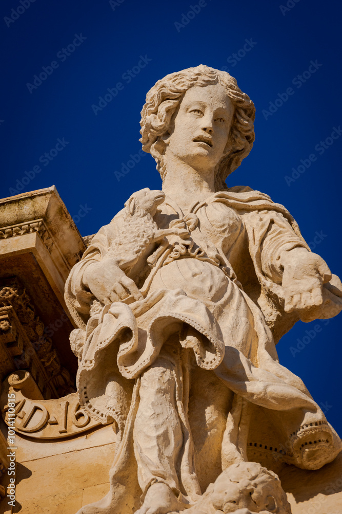 Fototapeta premium The stunning baroque details of Santa Croce in the city of Lecce, Puglia, Italy.