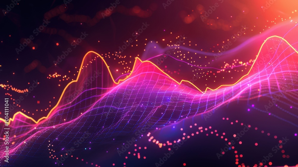 Fototapeta premium Vibrant Digital Waveforms and Data Patterns
