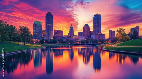 Oklahoma City Skyline Sunset