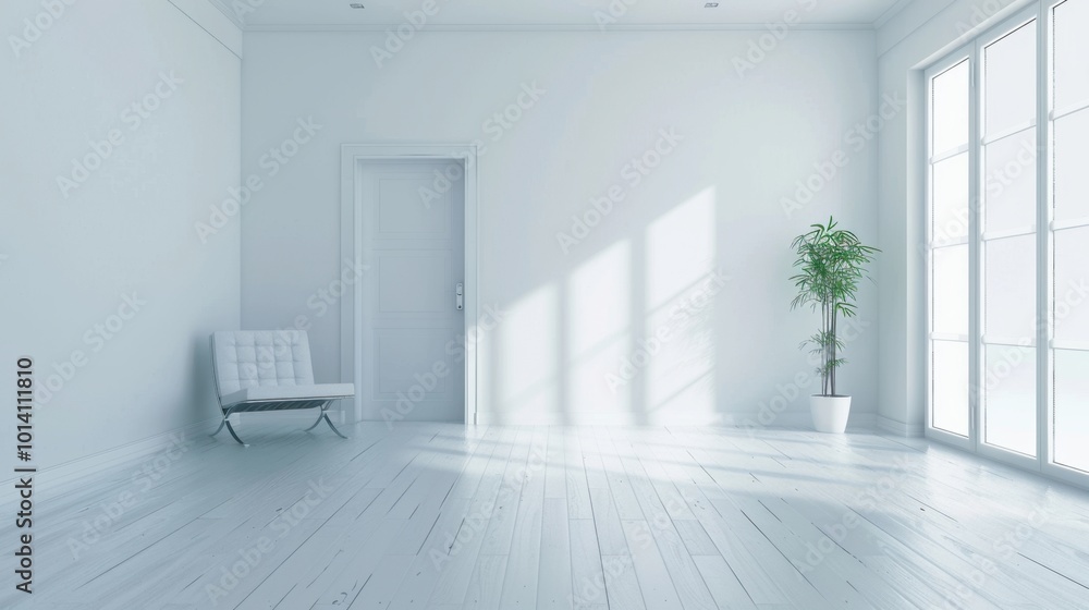 Minimalist Interior with Soft Light and Greenery Minimalist Interior with Soft Light and Greenery