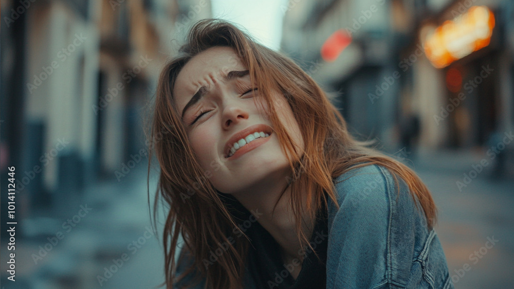 A young woman who is crying, Photography, Bright scenery, Urban A young woman who is crying, Photography, Bright scenery, Urban