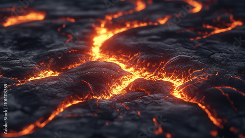 Molten Lava Surface with Intense Cracks and Heat