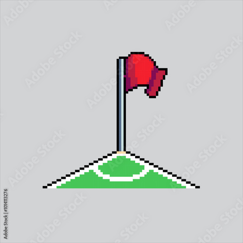 Pixel art illustration Corner Flag. Pixelated Football Soccer Flag. Soccer Football Corner Flag pixelated for the pixel art game and icon for website and video game. old school retro.