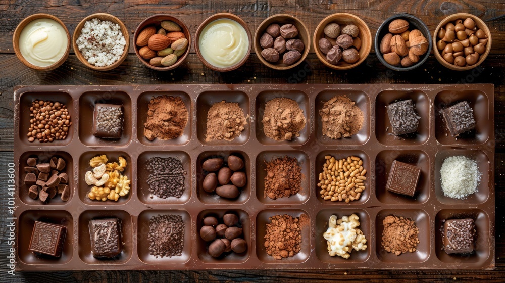 Assorted Chocolates and Toppings in Brown Display Assorted Chocolates and Toppings in Brown Display