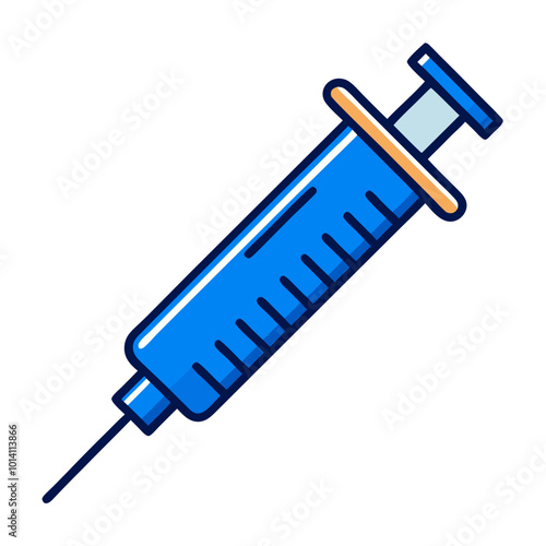 Syringe Icon, Blue Vector for Injection and Medical Use.