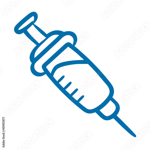 Syringe Icon, Blue Vector for Injection and Medical Use.