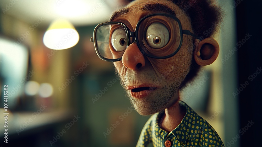 Surreal Close-Up Portrait of a Man with Glasses Surreal Close-Up Portrait of a Man with Glasses