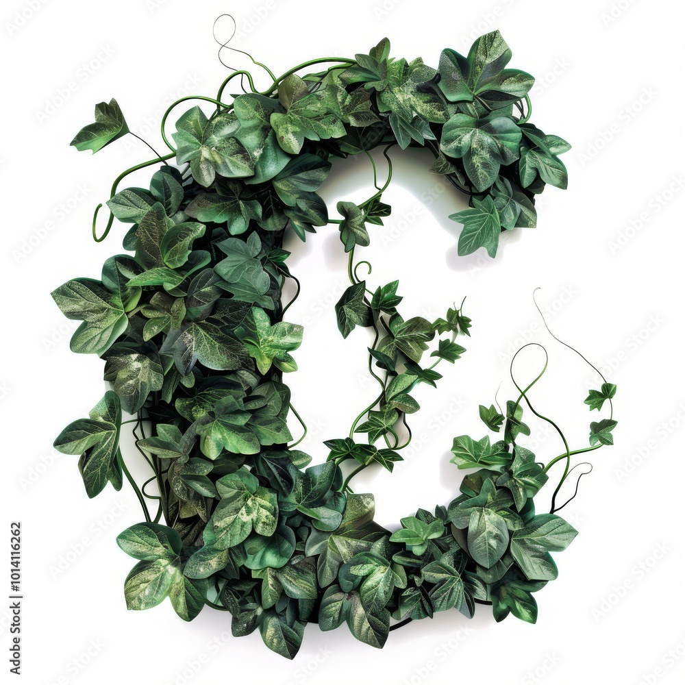 Fototapeta premium Letter C made of leaves. Easy to remove background.