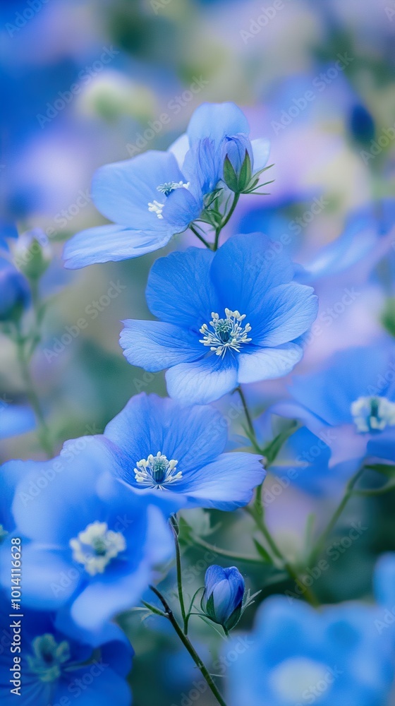 Close-Up of Delicate Blue Flowers in Bloom Close-Up of Delicate Blue Flowers in Bloom