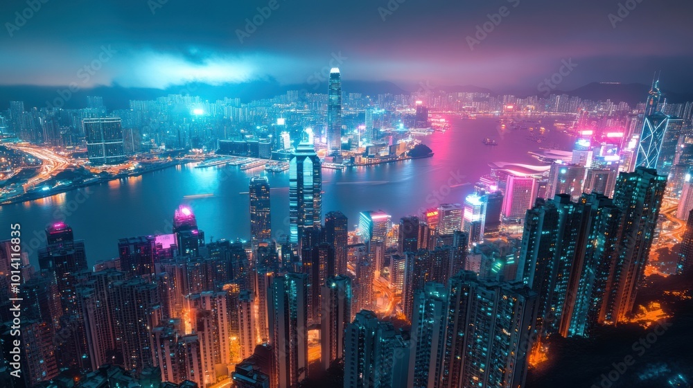 Fototapeta premium Hong Kong Night Skyline