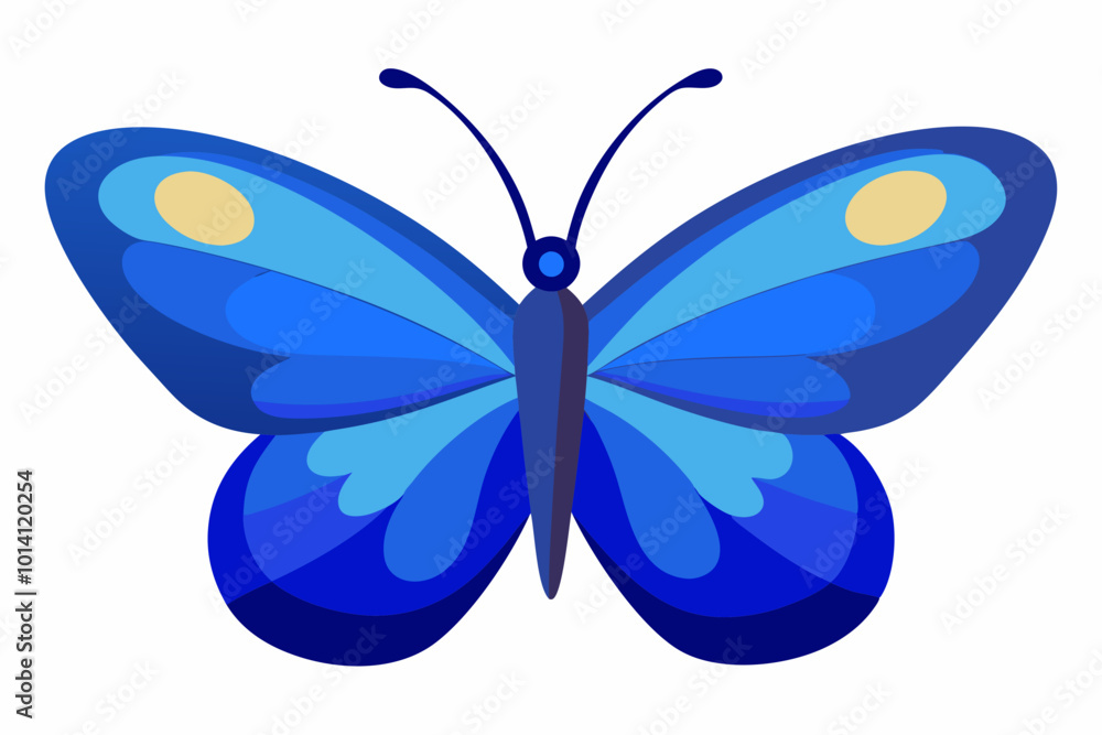 Cute blue butterfly vector art illustration on a white background Cute blue butterfly vector art illustration on a white background
