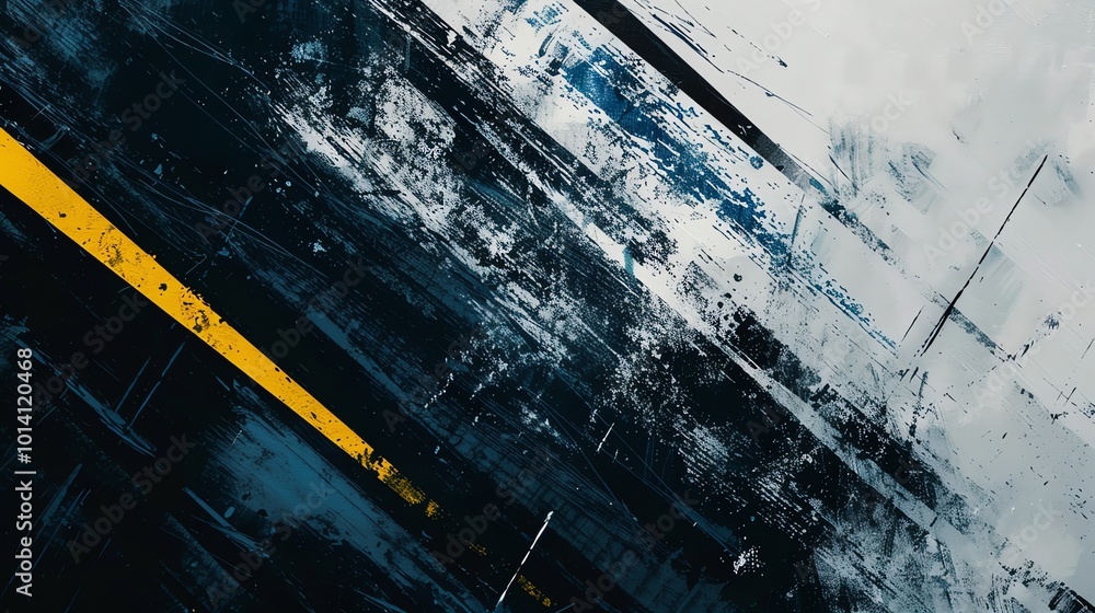 Grungy yellow black and blue, striped wall texture with vintage metal accents, perfect for urban inspired design or wallpaper Grungy yellow black and blue, striped wall texture with vintage metal accents, perfect for urban inspired design or wallpaper
