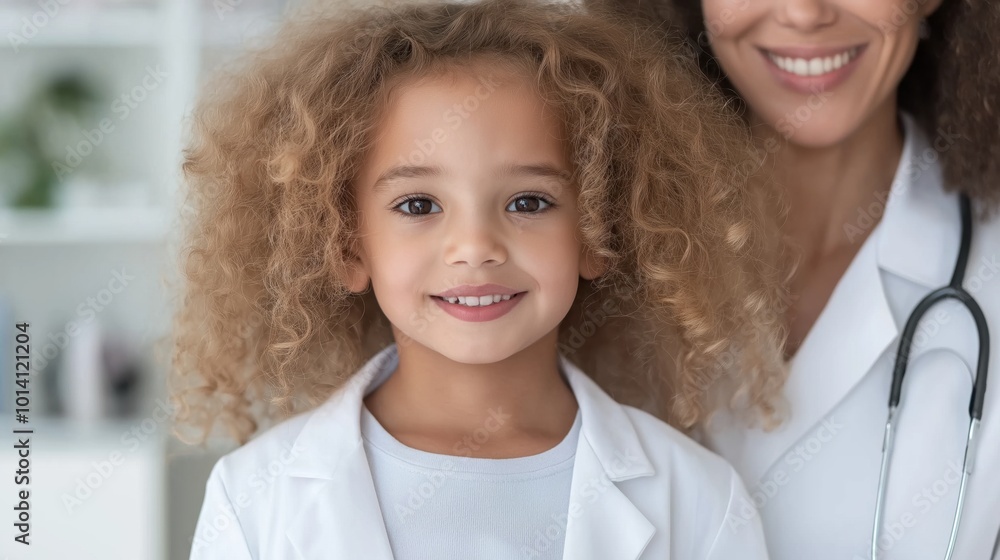 Friendly doctor encouraging child to take deep breaths during medical check-up for pediatric care Friendly doctor encouraging child to take deep breaths during medical check-up for pediatric care
