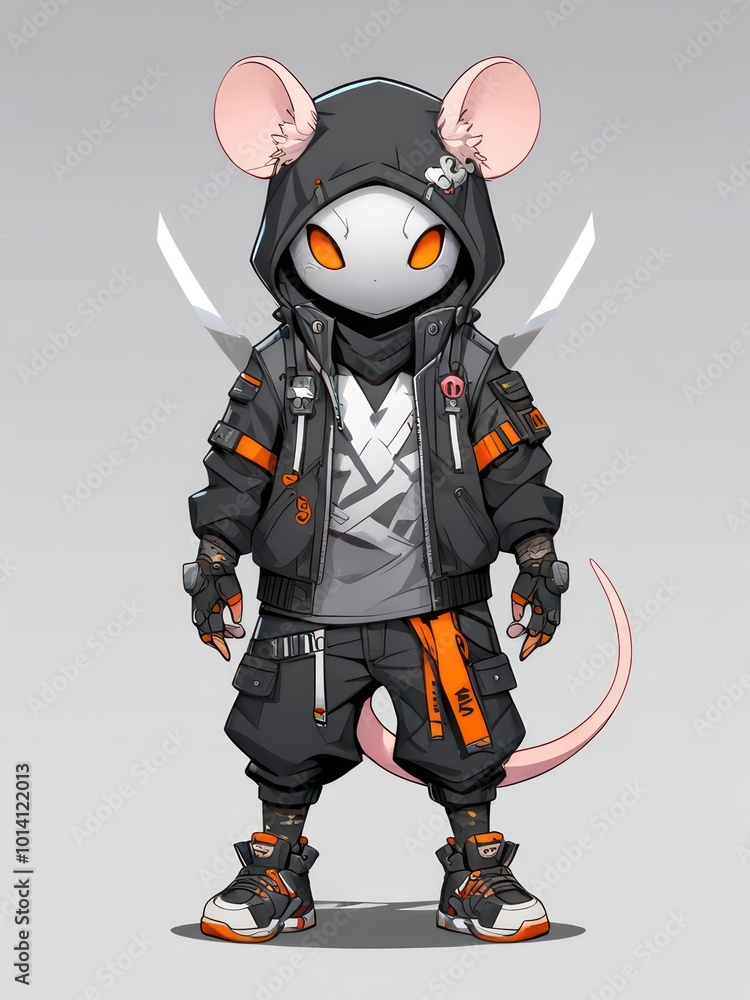 a rat ninja robot wearing a jacket a rat ninja robot wearing a jacket