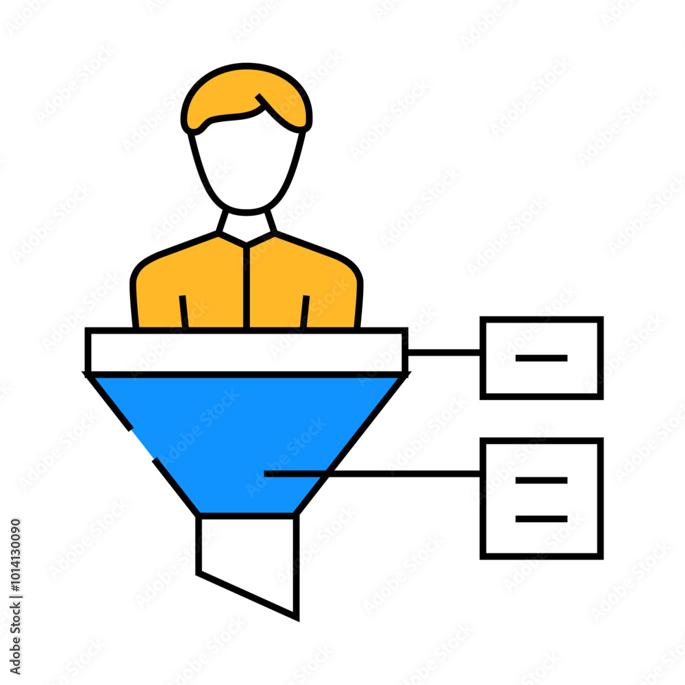 funnel candidate line icon vector. funnel candidate sign. isolated symbol illustration funnel candidate line icon vector. funnel candidate sign. isolated symbol illustration