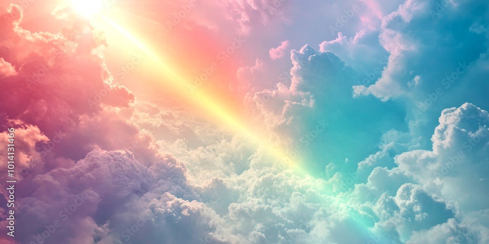 A vibrant sky filled with colorful clouds. The blend of pink, blue, and yellow creates a dreamy atmosphere. Perfect for art projects or backgrounds. Embrace the beauty. AI A vibrant sky filled with colorful clouds. The blend of pink, blue, and yellow creates a dreamy atmosphere. Perfect for art projects or backgrounds. Embrace the beauty. AI