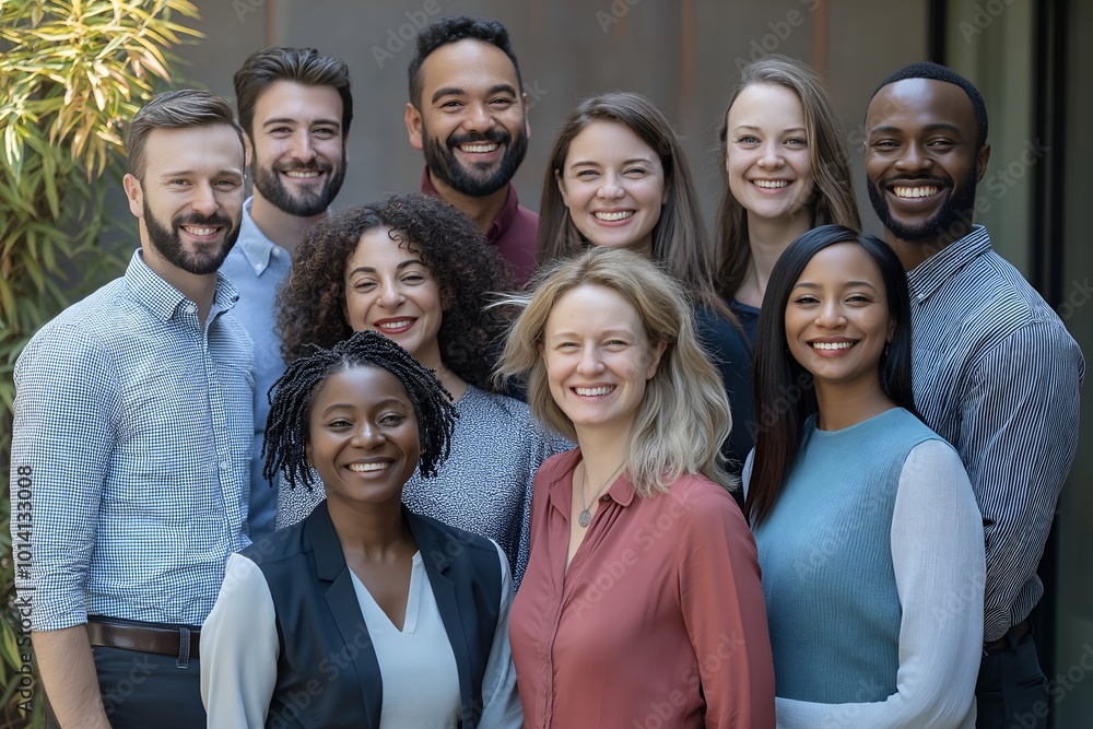 A Diverse Group of Coworkers Posing Together for a Team Photo, With a Mix of Genders, Ethnicities, and Abilities, All Smiling and Unified, Freelance, Business, Marketing, Finance A Diverse Group of Coworkers Posing Together for a Team Photo, With a Mix of Genders, Ethnicities, and Abilities, All Smiling and Unified, Freelance, Business, Marketing, Finance