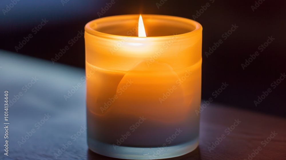 Warm Glow of a Lit Candle in Soft Light Warm Glow of a Lit Candle in Soft Light