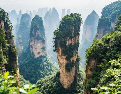 The Dramatic Landscape of Zhangjiajie National Forest Park in South China photo