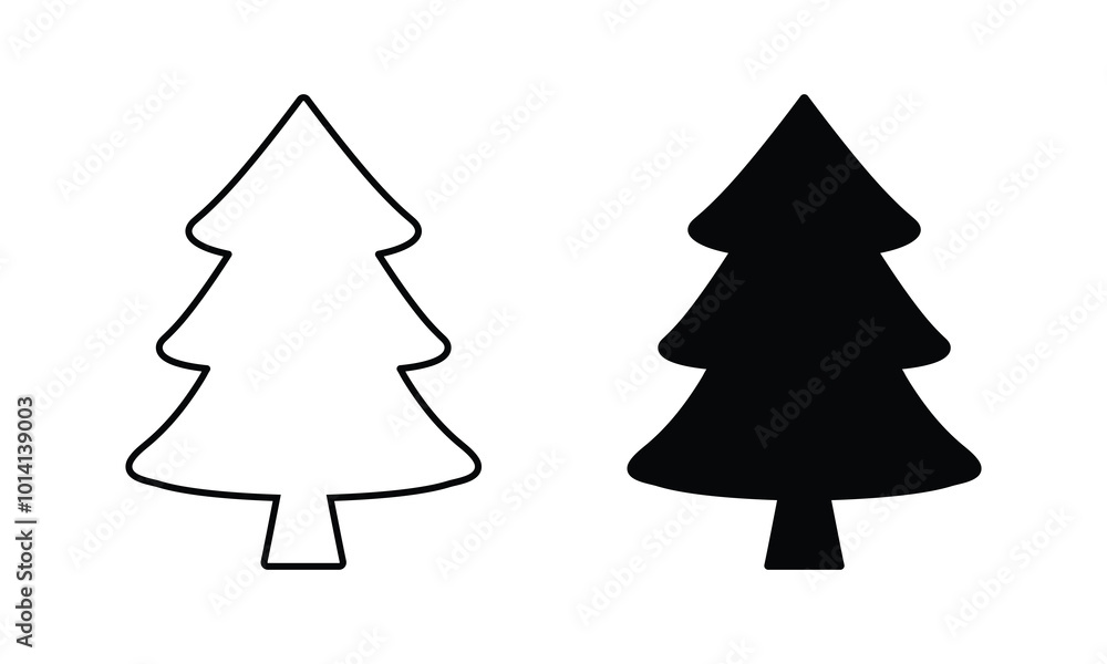 Obraz premium Vector Xmas Tree Icon Set