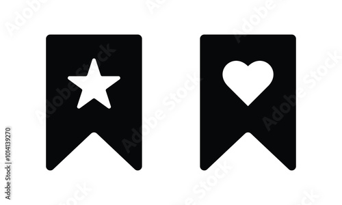 Vector Favourite Symbol Set. Favourite Bookmark Symbols. Save Icon Set