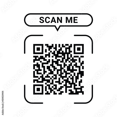 Vector QR Code Symbols For Scanning. Scan Me QR Code Icon Symbols
