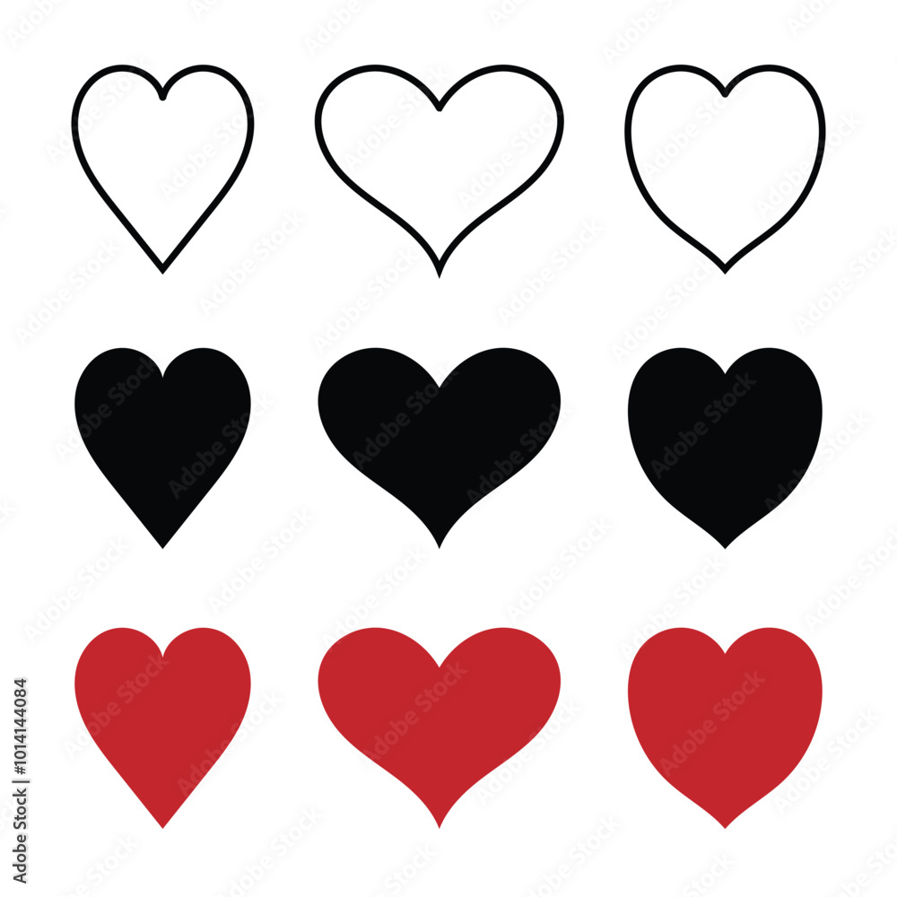 Vector Heart Icon Set In Multiple Style Vector Heart Icon Set In Multiple Style