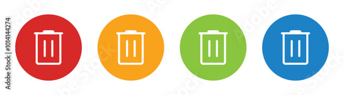 Vector Trash Can Icon In Multiple Color