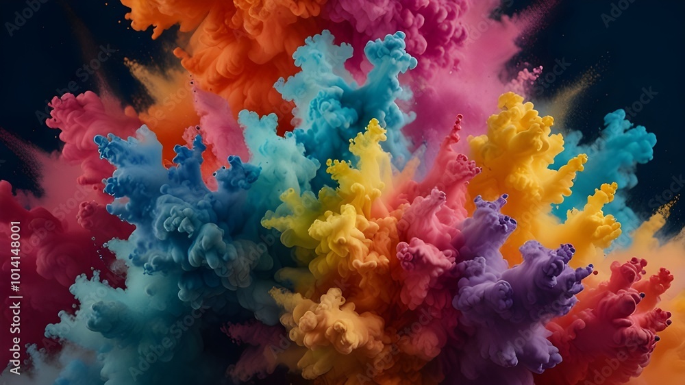 Launched colorful powder. Generative AI
Launched colorful powder. Generative AI