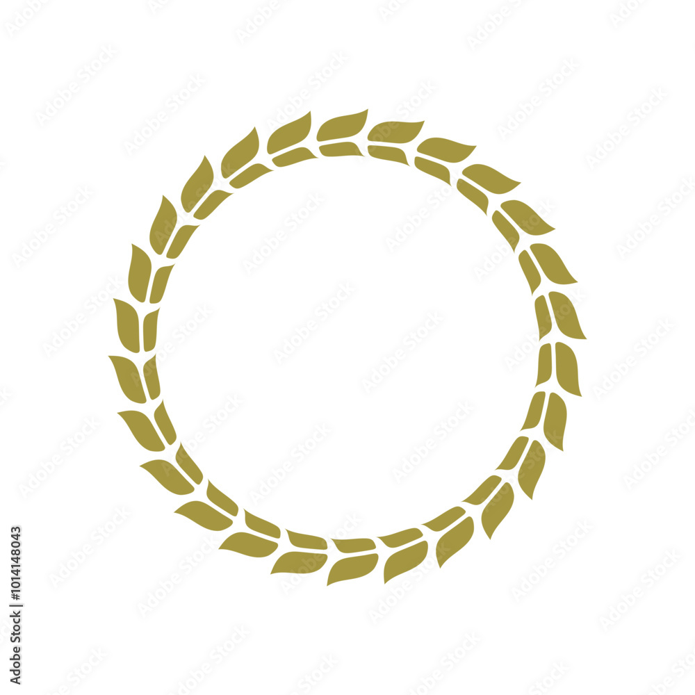 Floral Leaf Circle Laurel Frame. Classic Round Laurel Leaf Crest. Floral Leaf Circle Laurel Frame. Classic Round Laurel Leaf Crest.