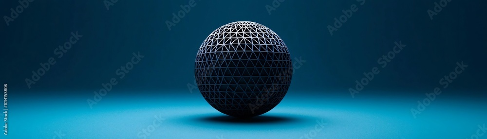 A textured black sphere illuminated against a vibrant blue background, showcasing depth and modern aesthetics. A textured black sphere illuminated against a vibrant blue background, showcasing depth and modern aesthetics.