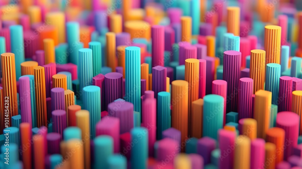 Colorful abstract pattern of cylindrical shapes creating a vibrant and dynamic visual landscape, perfect for creative projects. Colorful abstract pattern of cylindrical shapes creating a vibrant and dynamic visual landscape, perfect for creative projects.